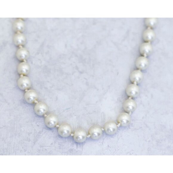 20 inch, Vintage  White Faux Pearl Wedding Formal Beaded Necklace - CQ1 - Picture 1 of 3